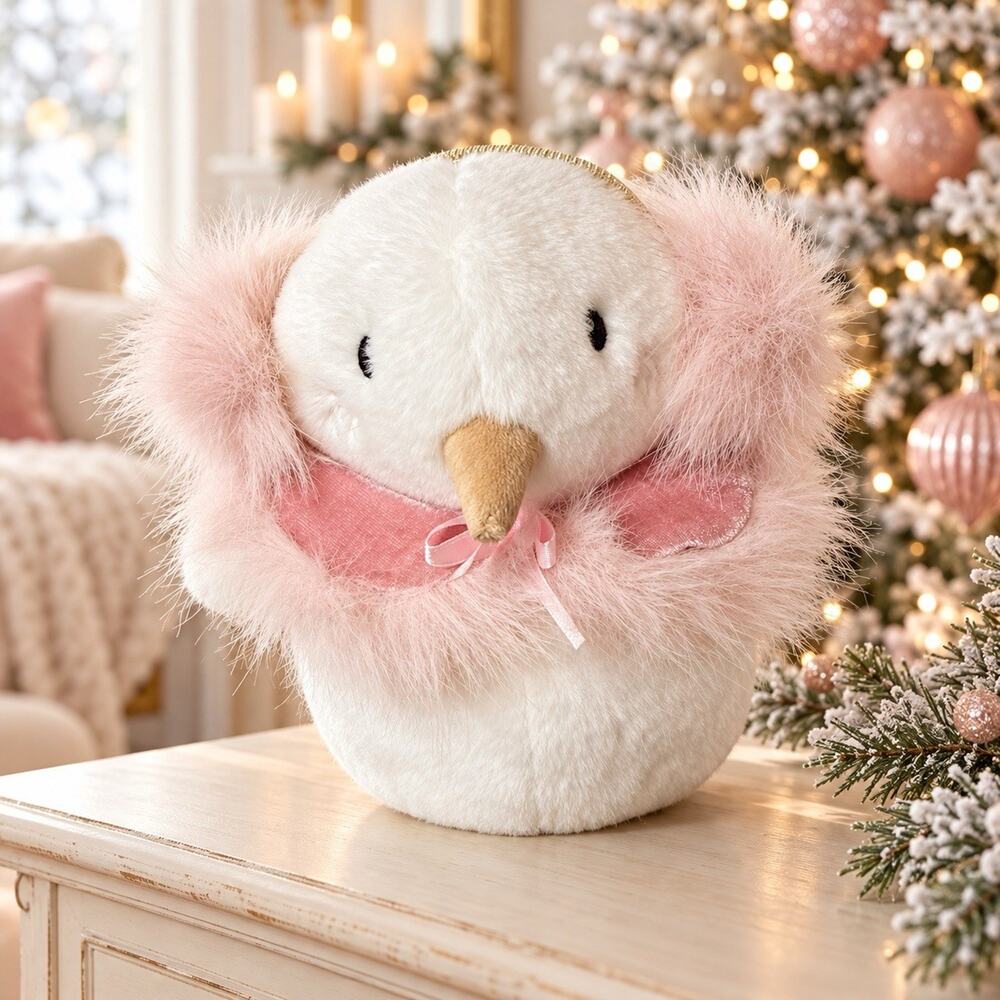 Mon Ami Crystal Snowman Plush Pink Earmuffs Cape Christmas Winter NWT